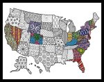 (image for) USA Map Zenbroidery Stamped Embroidery Kit